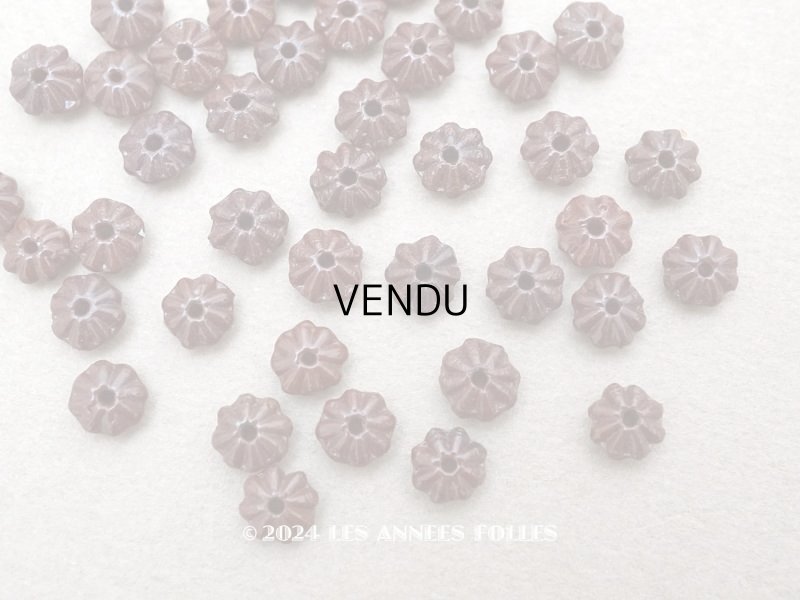 画像7: アンティーク ガラスビーズ 花型 ブラウン 6mm 40ピースのセット