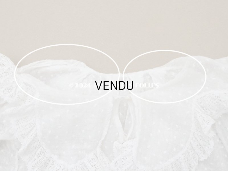 画像15: 1900年頃 アンティーク ドール用ドレス　ドット刺繍のコットンファブリック