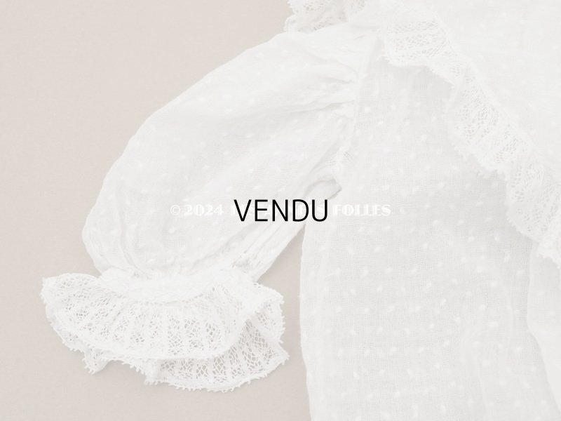 画像4: 1900年頃 アンティーク ドール用ドレス　ドット刺繍のコットンファブリック