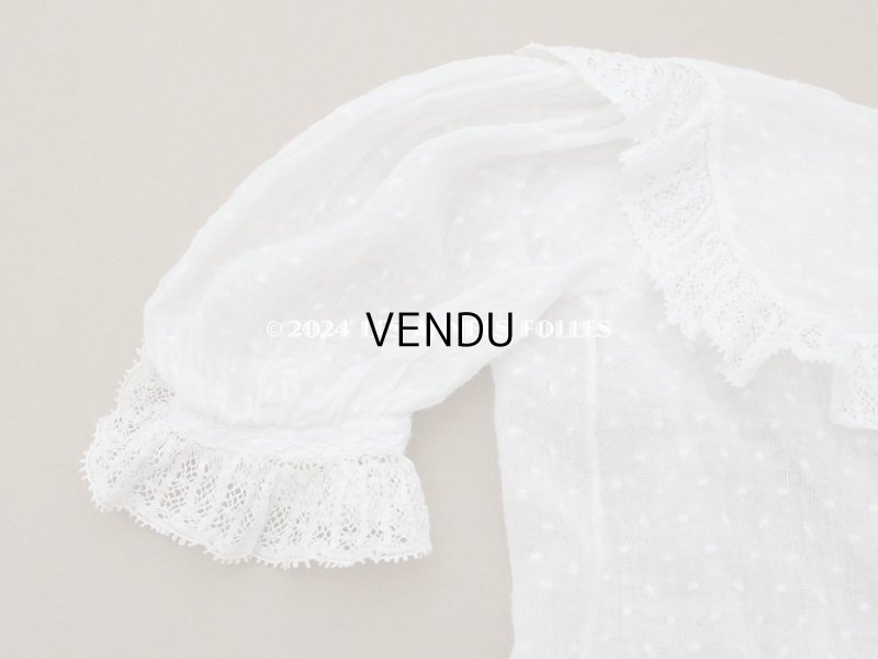 画像9: 1900年頃 アンティーク ドール用ドレス　ドット刺繍のコットンファブリック