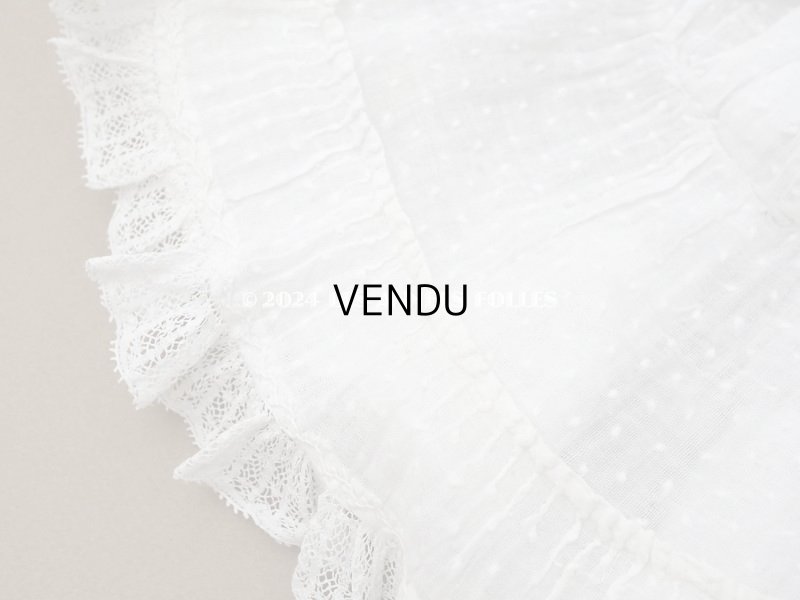 画像16: 1900年頃 アンティーク ドール用ドレス　ドット刺繍のコットンファブリック