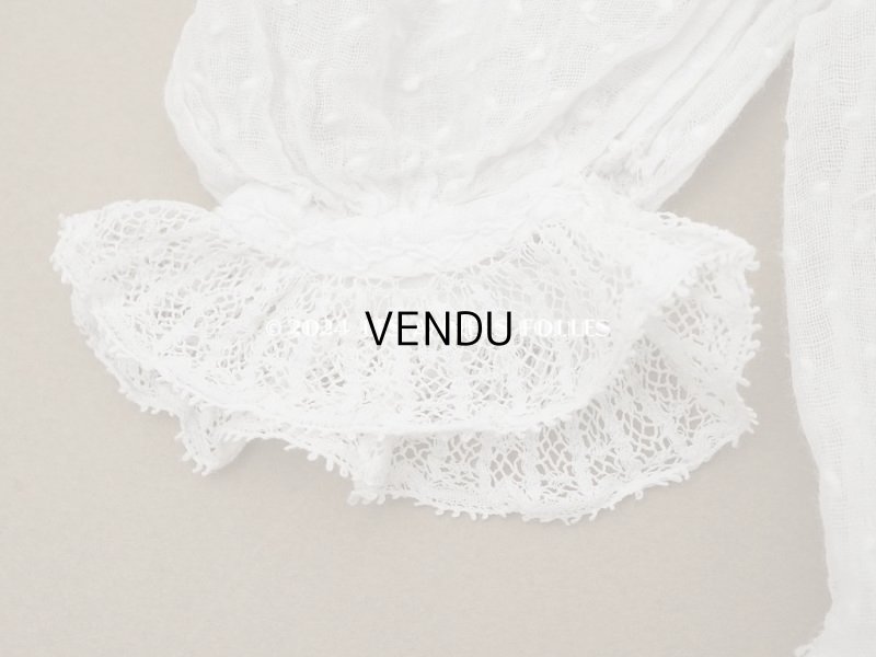 画像5: 1900年頃 アンティーク ドール用ドレス　ドット刺繍のコットンファブリック