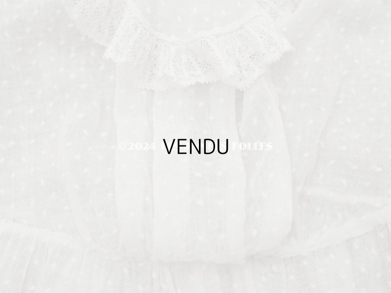 画像6: 1900年頃 アンティーク ドール用ドレス　ドット刺繍のコットンファブリック