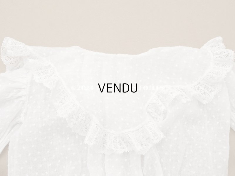 画像3: 1900年頃 アンティーク ドール用ドレス　ドット刺繍のコットンファブリック