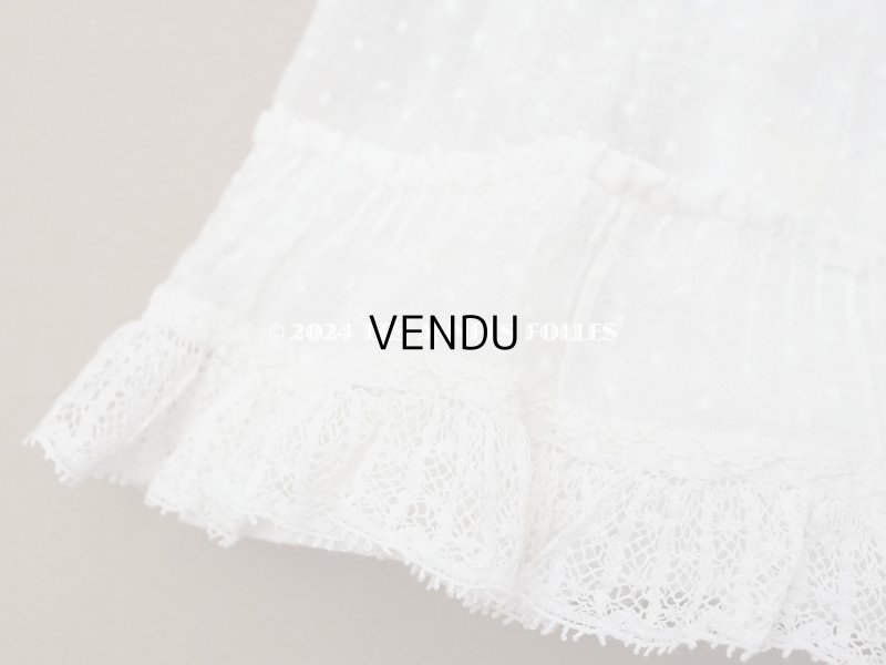 画像7: 1900年頃 アンティーク ドール用ドレス　ドット刺繍のコットンファブリック