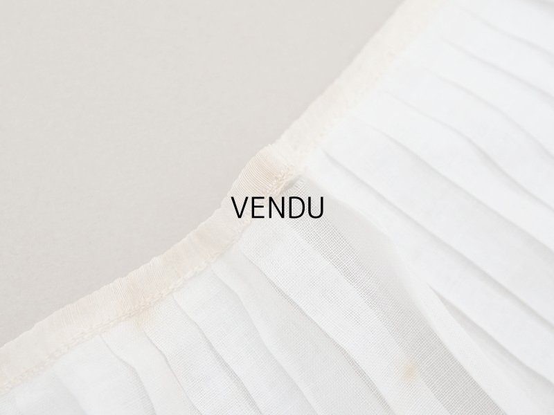 画像5: アンティーク  幅広　プリーツリボン コットンオーガンジー オフホワイト 39cm 約12.5cm幅