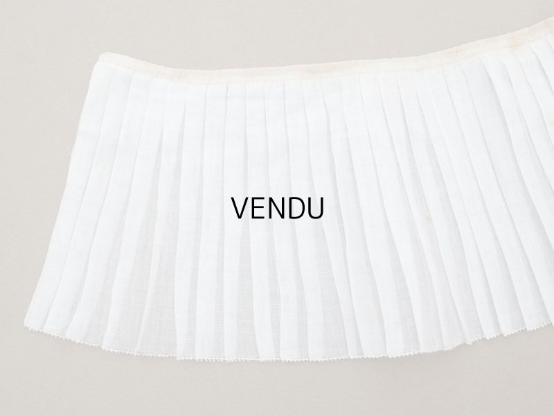 画像3: アンティーク  幅広　プリーツリボン コットンオーガンジー オフホワイト 39cm 約12.5cm幅