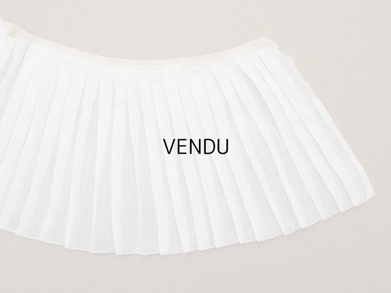 画像6: アンティーク  幅広　プリーツリボン コットンオーガンジー オフホワイト 39cm 約12.5cm幅