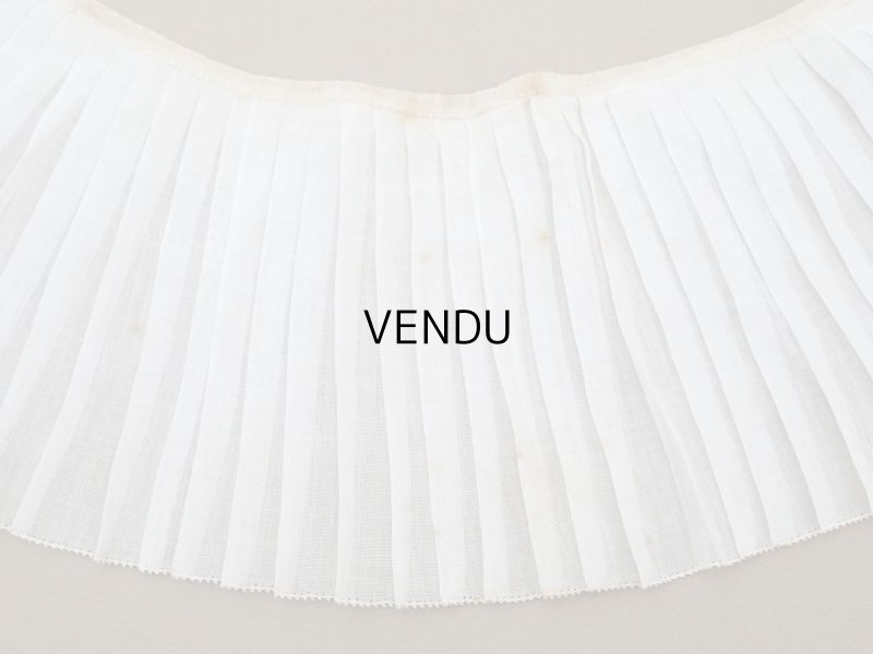 画像4: アンティーク  幅広　プリーツリボン コットンオーガンジー オフホワイト 39cm 約12.5cm幅