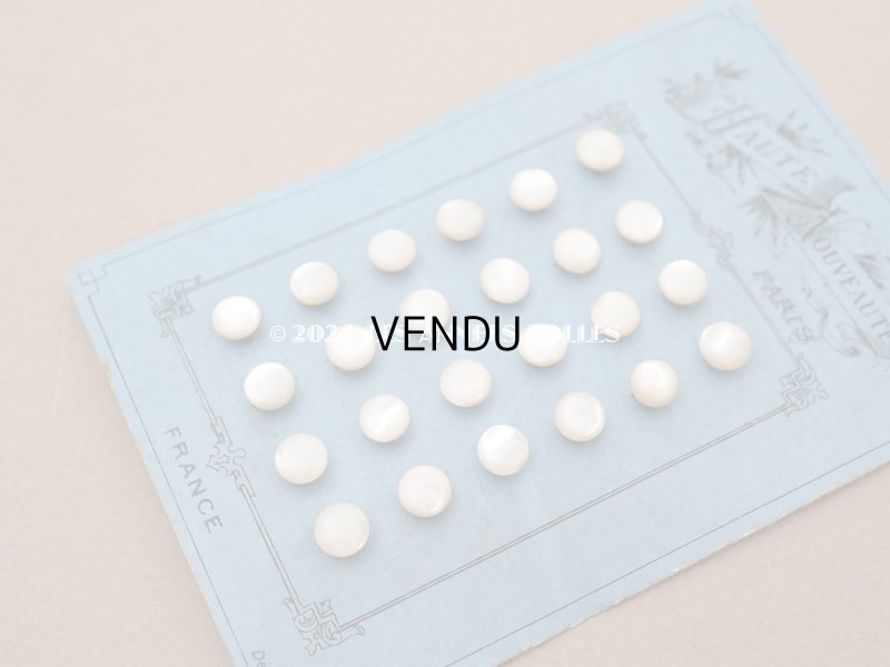画像4: アンティーク マザーオブパール製 フラット 極小 ボタン 6.5mm パールホワイト  24ピース シェルボタン