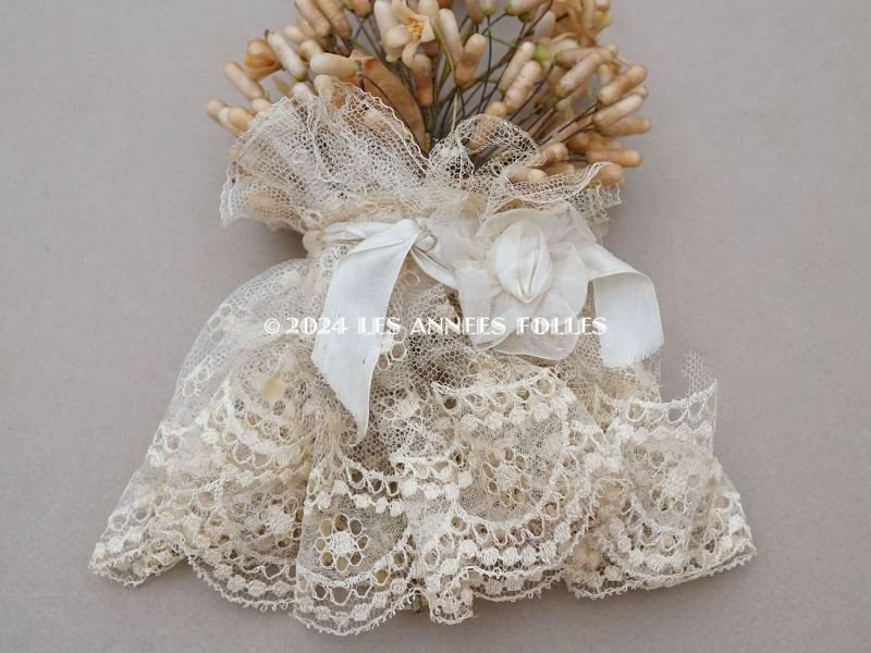 画像5: 1900年頃 アンティーク ワックスフラワーのブーケ ウェディングブーケ  結婚式 ティアラ