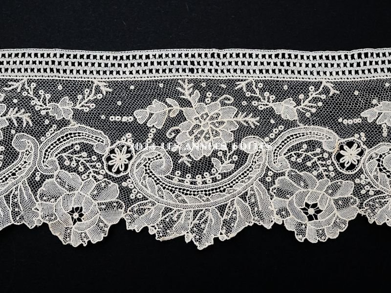 画像5: 19世紀末 アンティーク ニードルレース ポワンドガーズのボーダー　9cm幅【ポワン・ド・ガーズ】 