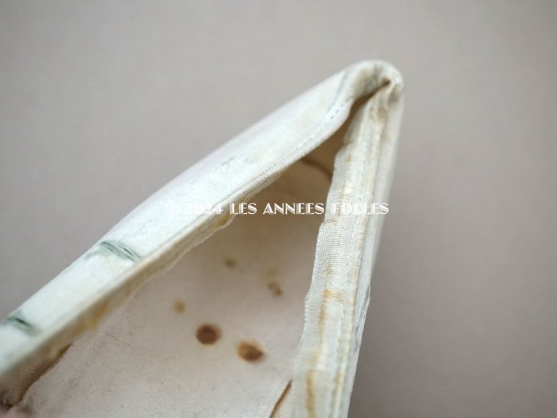 画像5: 1900年頃 アンティーク ウェディング シューズ パウダーブルーのシルクサテン 