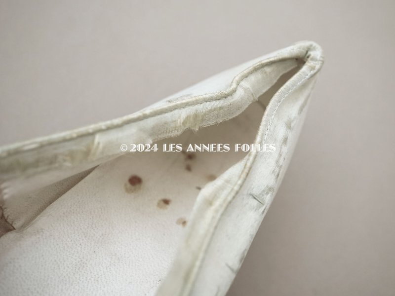 画像4: 1900年頃 アンティーク ウェディング シューズ パウダーブルーのシルクサテン 