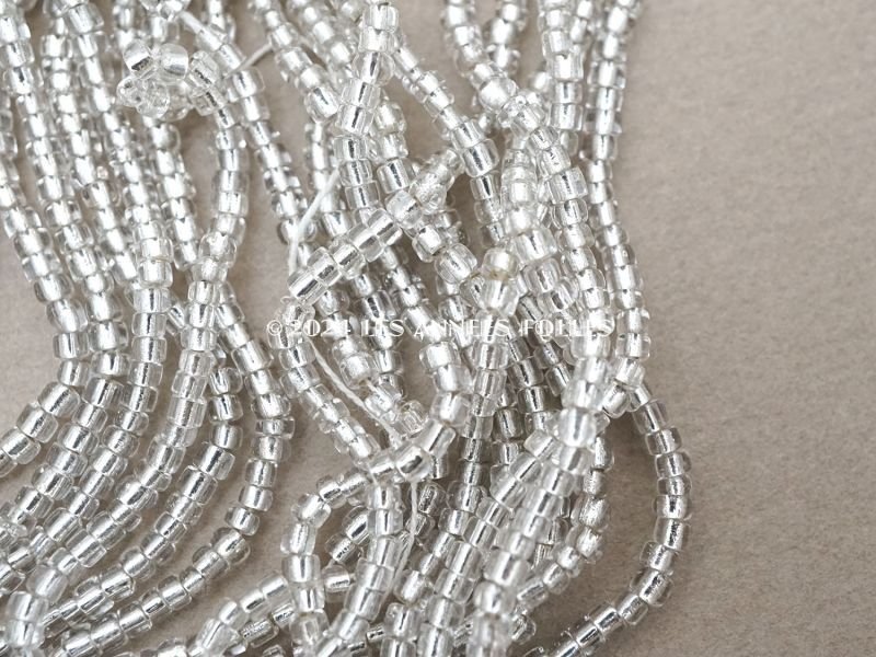 画像3: *蚤の市*シードビーズ ガラス製 クリア&シルバー 1cm=6.5粒 アンティーク