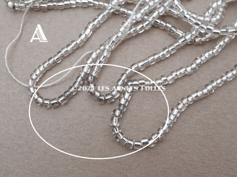 画像5: *蚤の市*シードビーズ ガラス製 クリア&シルバー 1cm=6.5粒 アンティーク