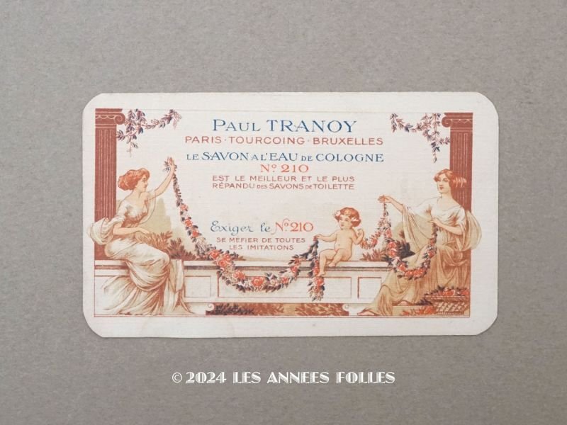 画像1: 1922年 アンティーク パフュームカード 薔薇のガーランド LE SAVON A L'EAU DE COLOGNE - PAUL TRANOY PARIS - 