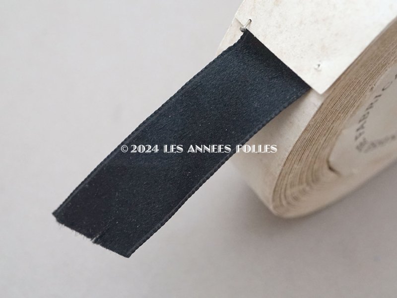 画像4: 未使用 アンティーク シルク製 サテンリボン 10m 1.9cm幅 黒