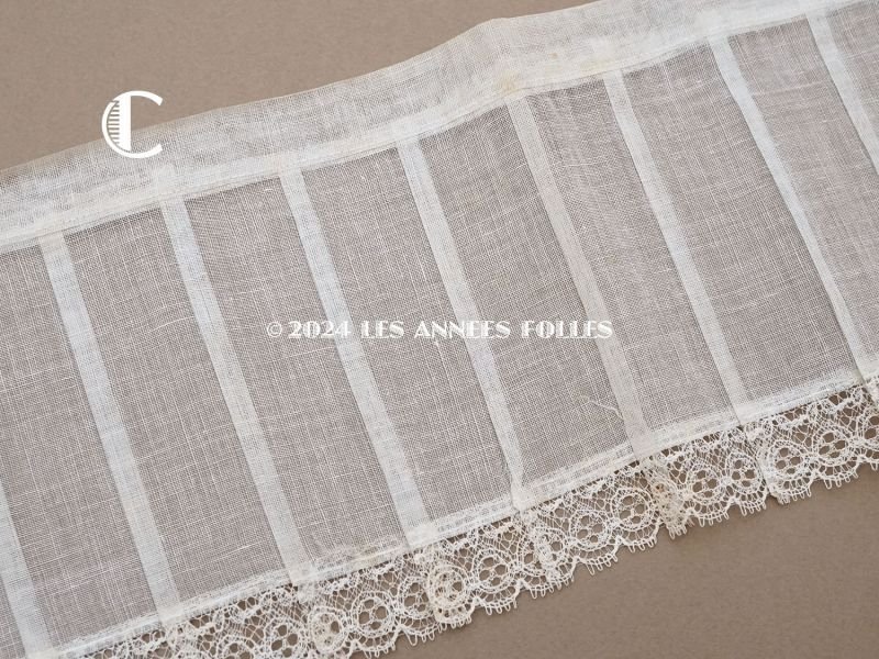 画像11: 1900年頃 アンティーク 幅広 ドレスの裾  プリーツ入り レース付き 幅15.6cm コットンオーガンジー