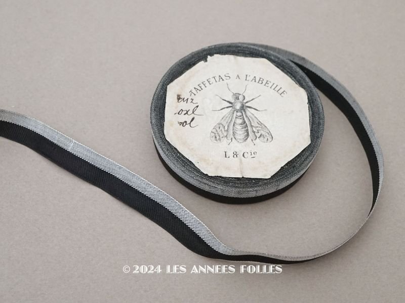 画像1: 19世紀 アンティーク タフタリボン 10.35m 12mm幅　TAFFTAS A L'ABEILLE - L&Cie -