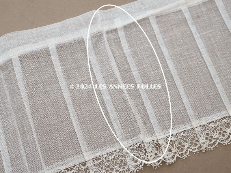 画像13: 1900年頃 アンティーク 幅広 ドレスの裾  プリーツ入り レース付き 幅15.6cm コットンオーガンジー