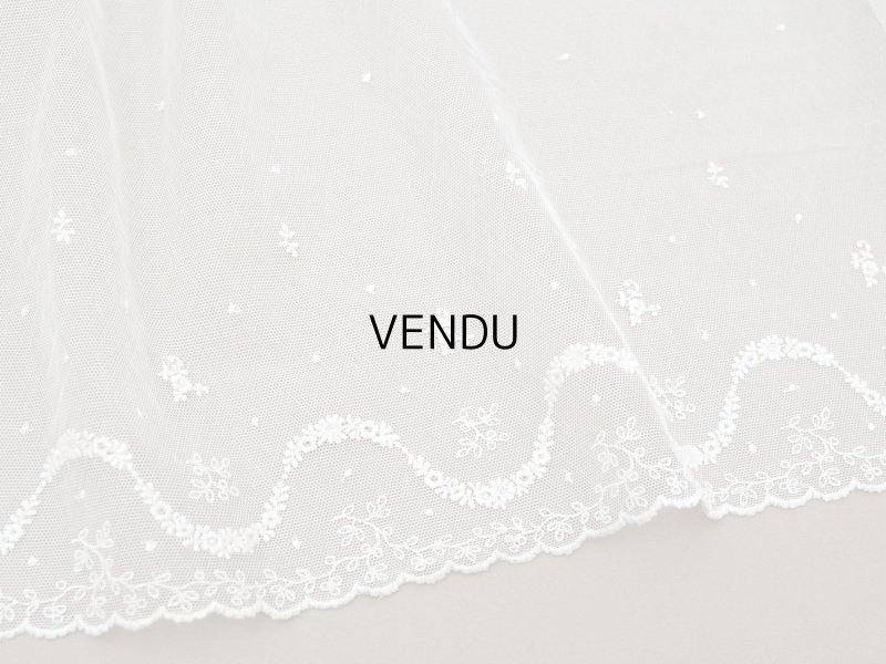 画像3: アンティーク 62cm幅　小花の刺繍入り チュールレース地 オフホワイト