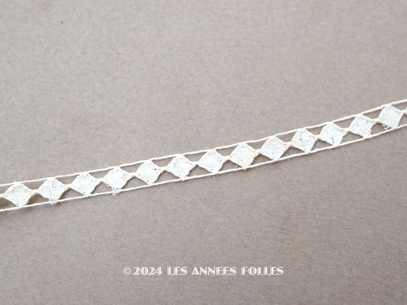 画像1: 19世紀末 アンティーク  手編みのダイヤ柄 レース 