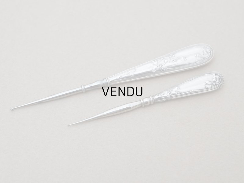 画像13: 1900年頃 アンティーク シルバー製 ヤドリギの裁縫道具セット