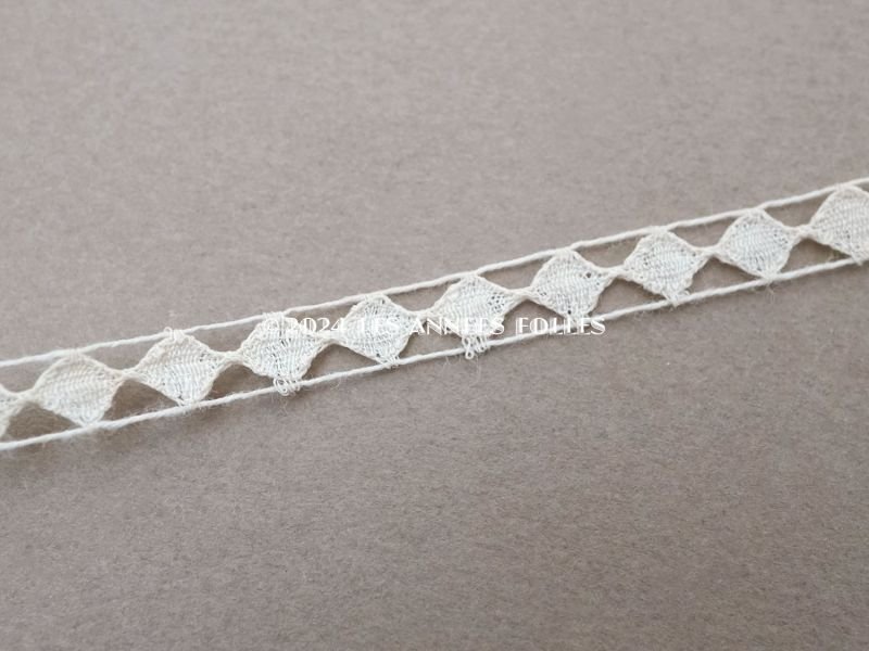 画像2: 19世紀末 アンティーク  手編みのダイヤ柄 レース 