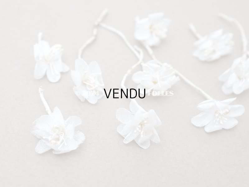 画像2: アンティーク 小さな布花 12ピースのセット　1.5cm オフホワイト