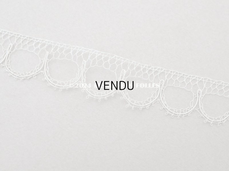 画像5: 1900年頃 アンティーク シルク製 スカラップレース パーダーブルー＆エクリュ