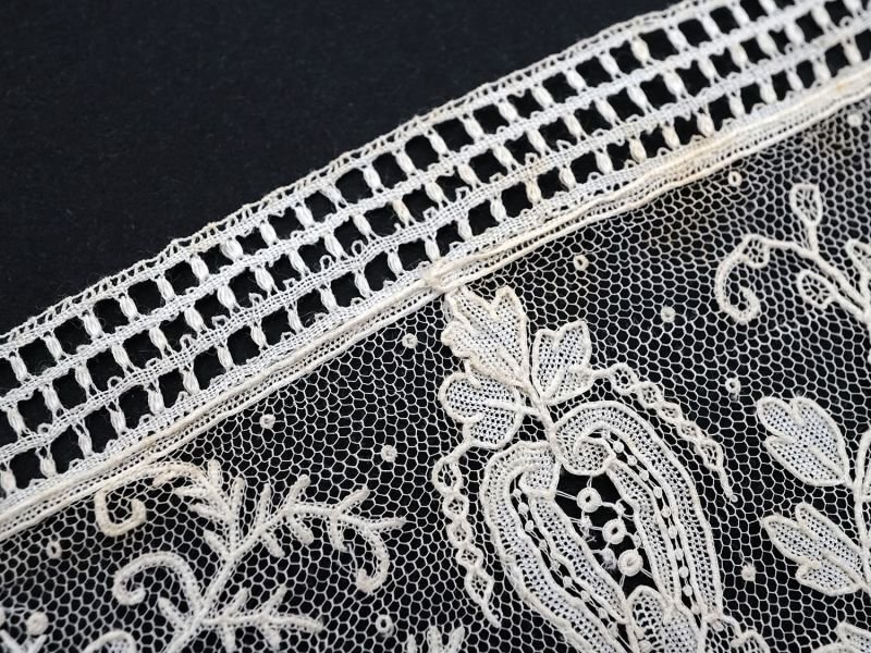 画像9: 19世紀末 アンティーク ニードルレース ポワンドガーズのボーダー 77cm 　10cm幅【ポワン・ド・ガーズ】 