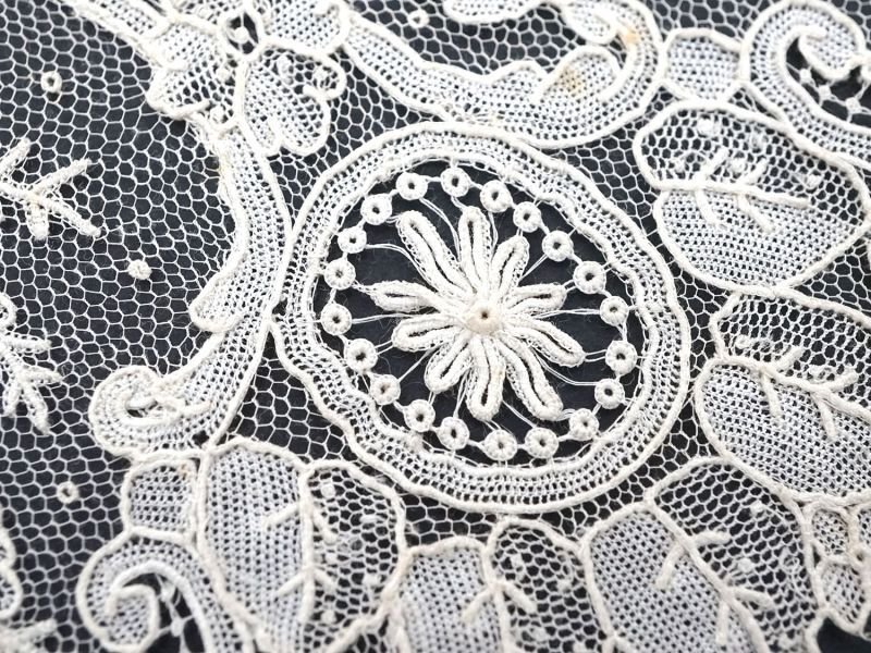 画像8: 19世紀末 アンティーク ニードルレース ポワンドガーズのボーダー 77cm 　10cm幅【ポワン・ド・ガーズ】 