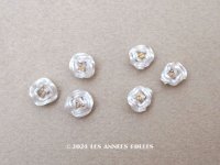 アンティーク 硝子製 花型のビーズ ホワイト 6ピースのセット 約7.5~9mm 