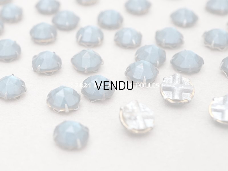 画像5: 1900年頃 アンティーク 台座付 ラインストーン 60ピース 8mm ブルー