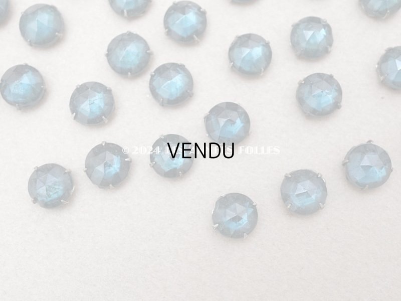 画像3: 1900年頃 アンティーク 台座付 ラインストーン 60ピース 8mm ブルー