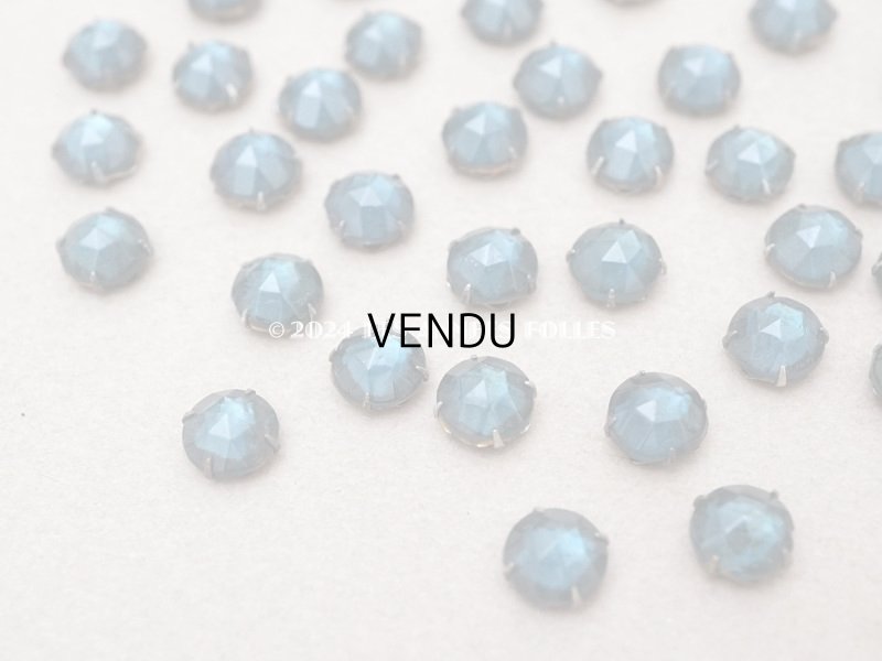 画像6: 1900年頃 アンティーク 台座付 ラインストーン 60ピース 8mm ブルー