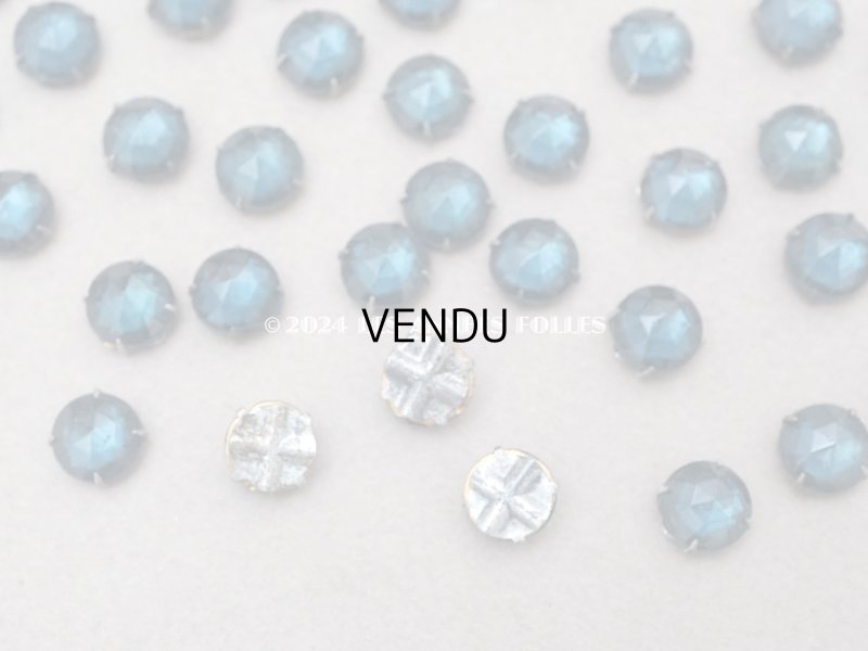 画像4: 1900年頃 アンティーク 台座付 ラインストーン 60ピース 8mm ブルー