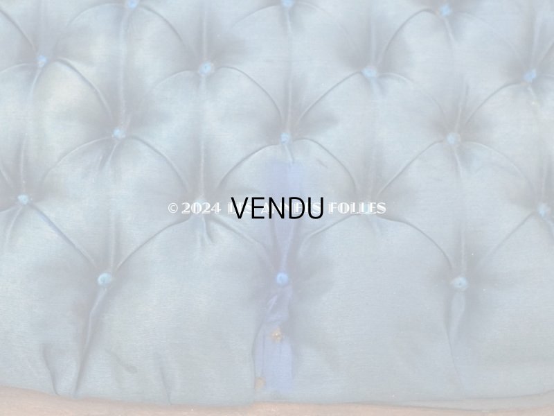 画像10: 19世紀 アンティーク ブルーのシルククッション付き 黒い木製の台座