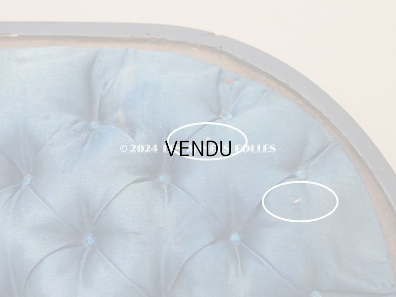 画像8: 19世紀 アンティーク ブルーのシルククッション付き 黒い木製の台座