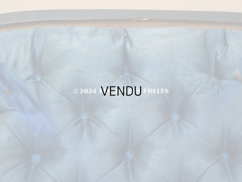 画像7: 19世紀 アンティーク ブルーのシルククッション付き 黒い木製の台座