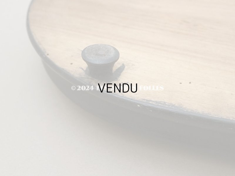 画像5: 19世紀 アンティーク ブルーのシルククッション付き 黒い木製の台座