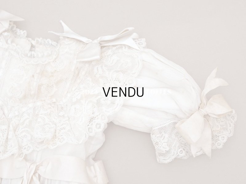 画像4: 19世紀 アンティーク 洗礼式のベビードレス パフスリーブ パウダーピンクのシルクリボン