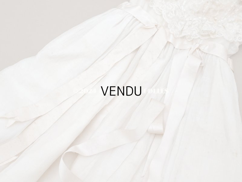 画像6: 19世紀 アンティーク 洗礼式のベビードレス パフスリーブ パウダーピンクのシルクリボン