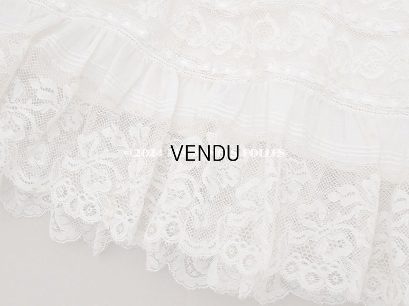 画像19: 19世紀 アンティーク 洗礼式のベビードレス パフスリーブ パウダーピンクのシルクリボン