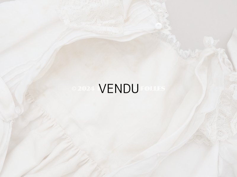 画像13: 19世紀 アンティーク 洗礼式のベビードレス パフスリーブ パウダーピンクのシルクリボン