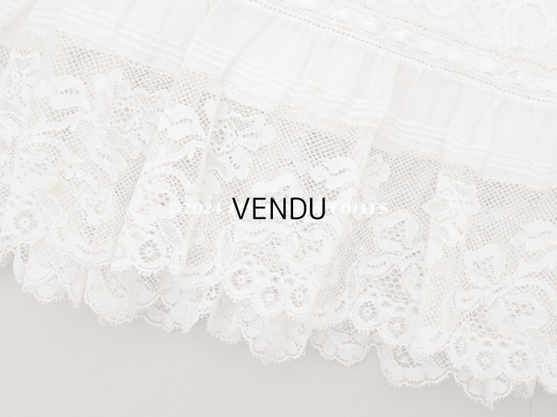 画像11: 19世紀 アンティーク 洗礼式のベビードレス パフスリーブ パウダーピンクのシルクリボン