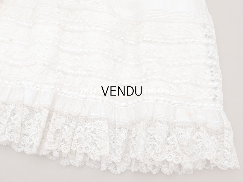 画像10: 19世紀 アンティーク 洗礼式のベビードレス パフスリーブ パウダーピンクのシルクリボン