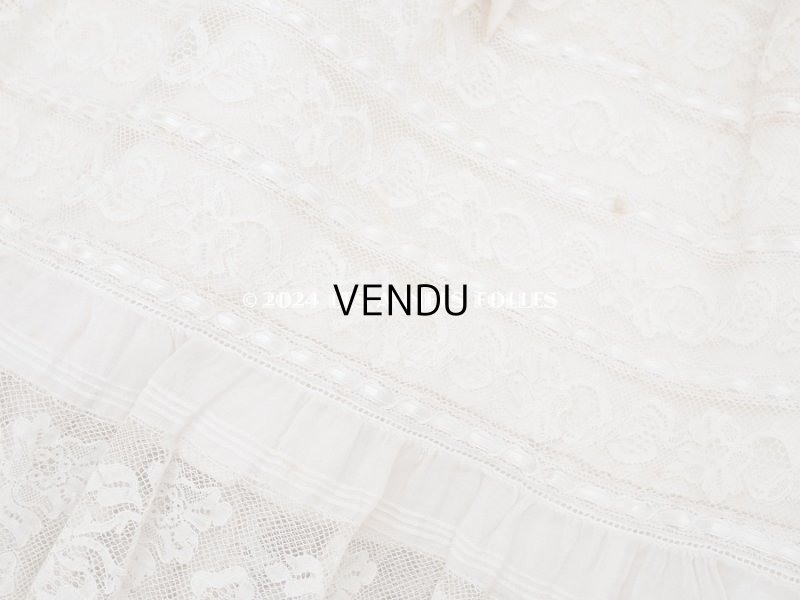 画像12: 19世紀 アンティーク 洗礼式のベビードレス パフスリーブ パウダーピンクのシルクリボン