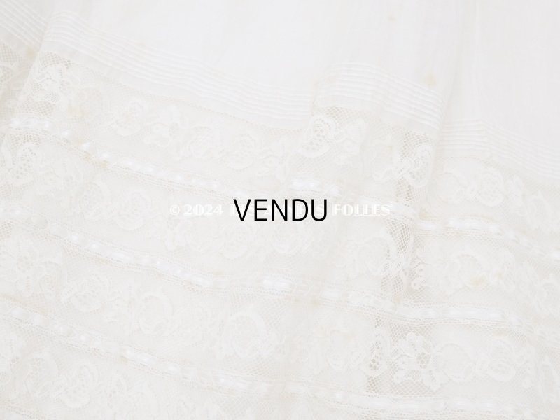 画像20: 19世紀 アンティーク 洗礼式のベビードレス パフスリーブ パウダーピンクのシルクリボン